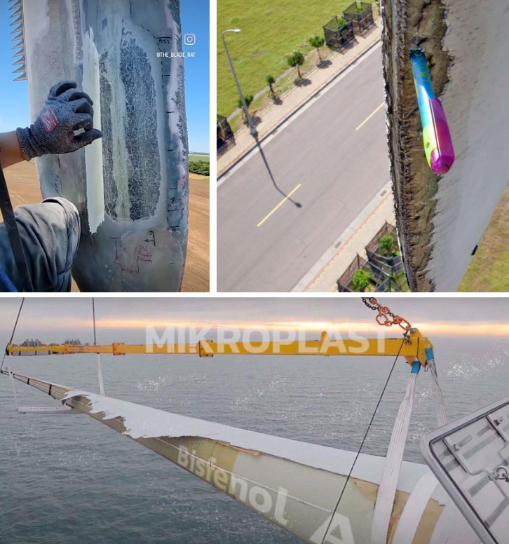 Fig. Erosion des pâles (3 photos)